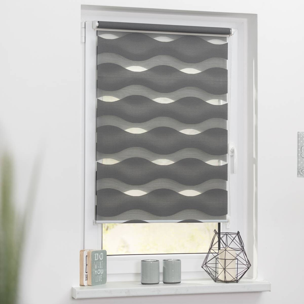 LICHTBLICK Doppelrollo Duo Welle anthrazit B/L: ca. 70×150 cm