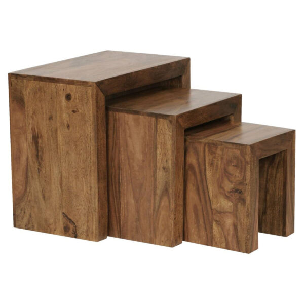 Wohnling Beistelltisch 3er-Set natur Echtholz Wohnling Beistelltisch 3er-Set natur Echtholz