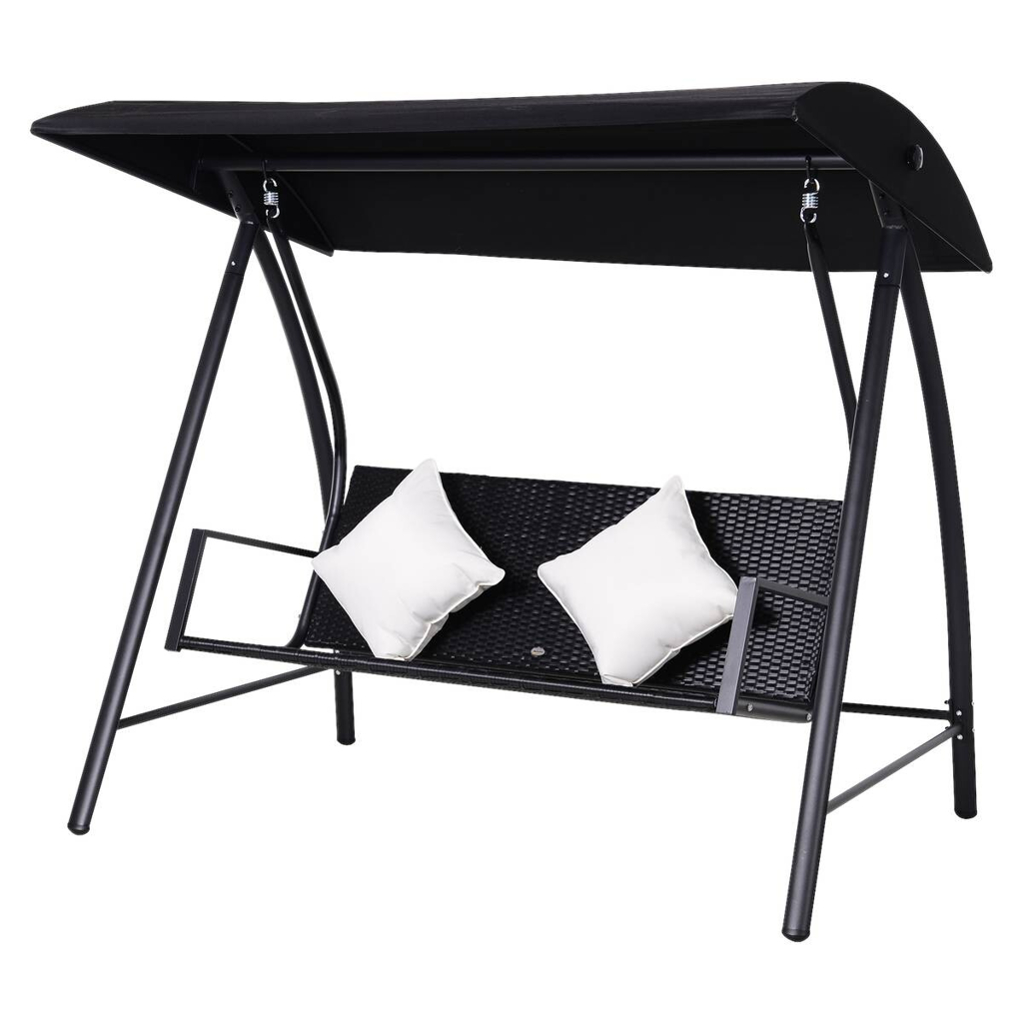 Outsunny Hollywoodschaukel schwarz Polyrattan B/H/L: ca. 124x179x198 cm
