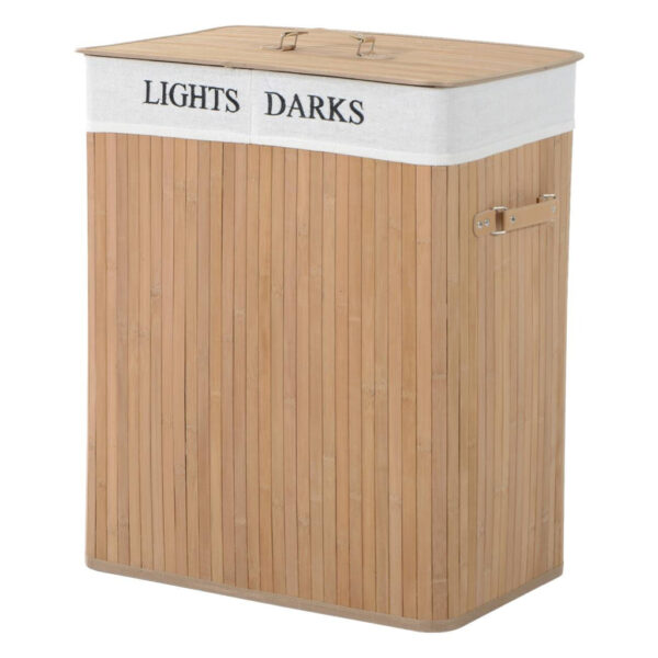 HOMCOM Wäschekorb mit 2 Tragegriffen
natur Bambus Stoff Kunststoff B/H/L: ca. 32x63x52 cm