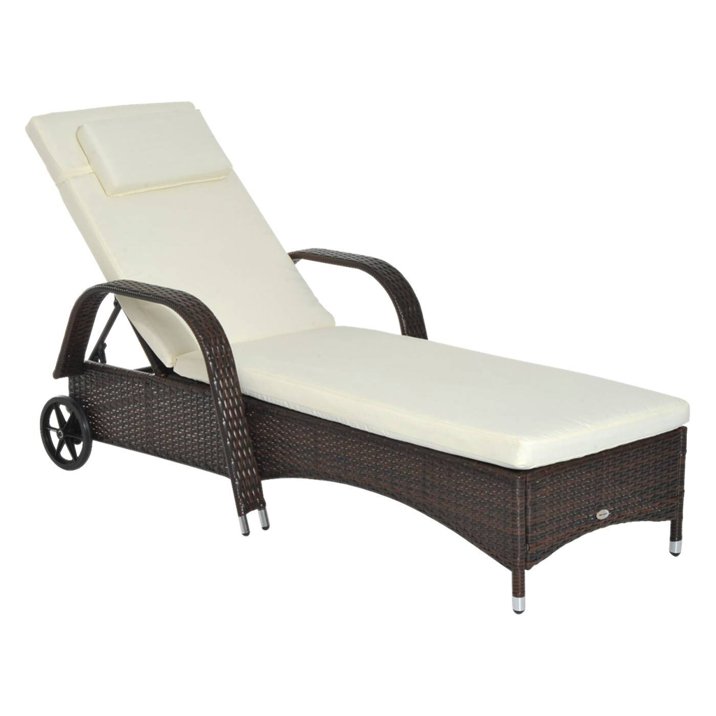 Outsunny Sonnenliege braun Metall B/H/L: ca. 73x103x200 cm