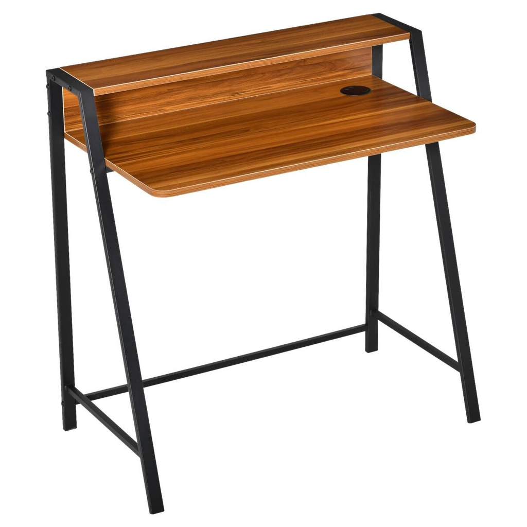 HOMCOM Schreibtisch 836-055 walnuss Nachbildung schwarz B/H/T: ca. 84x85x45 cm