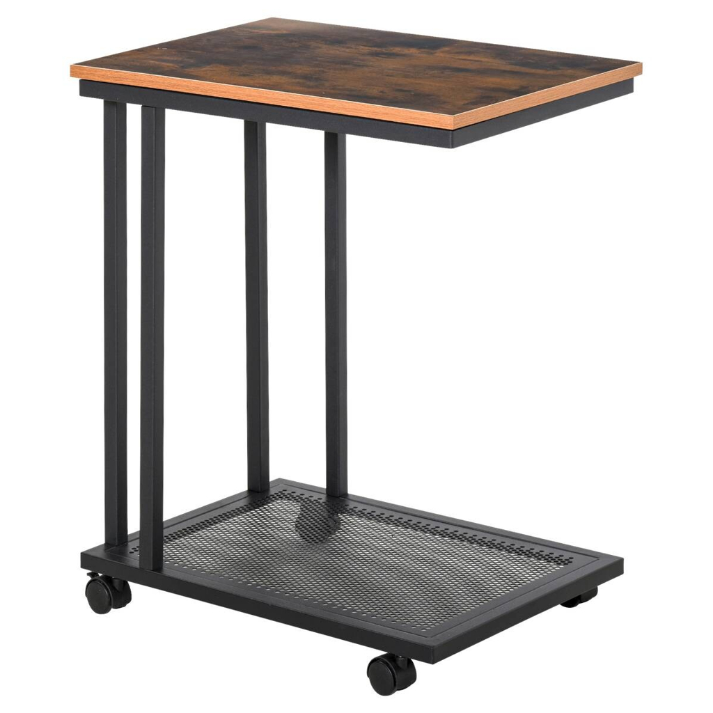 HOMCOM Beistelltisch 833-606 schwarz walnuss B/H/T: ca. 51x65x36 cm