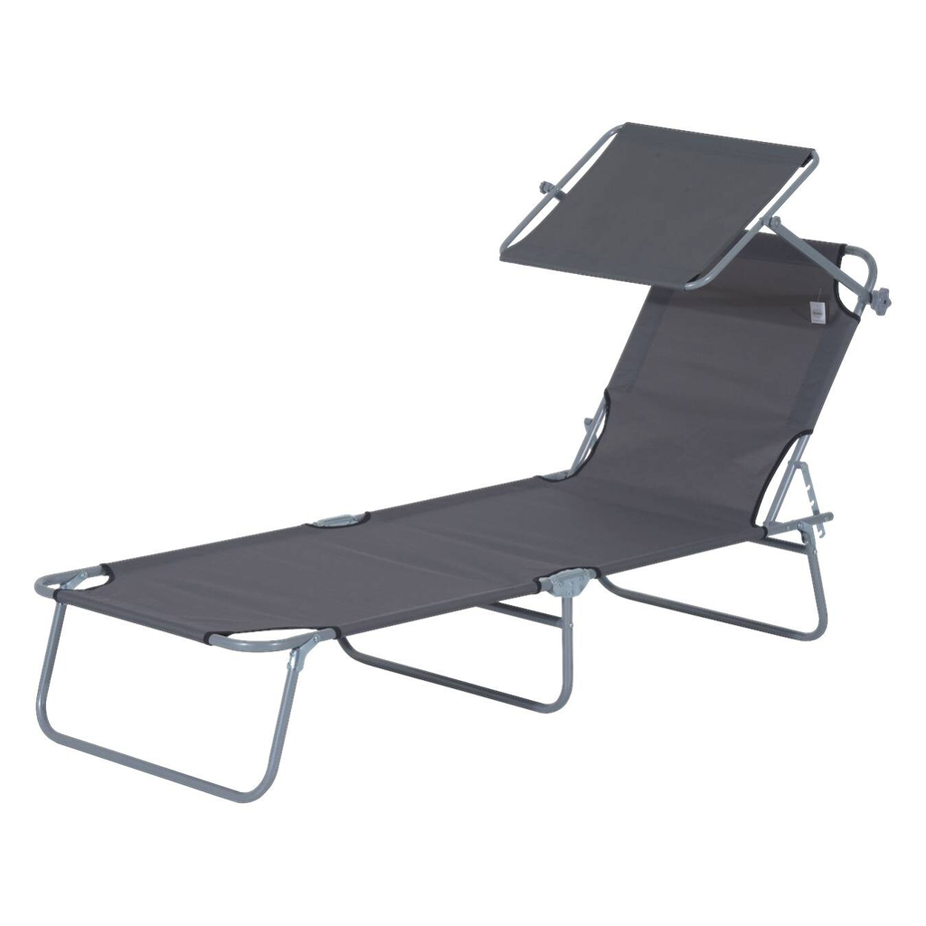 Outsunny Sonnenliege grau Metall B/H/L: ca. 58x36x187 cm