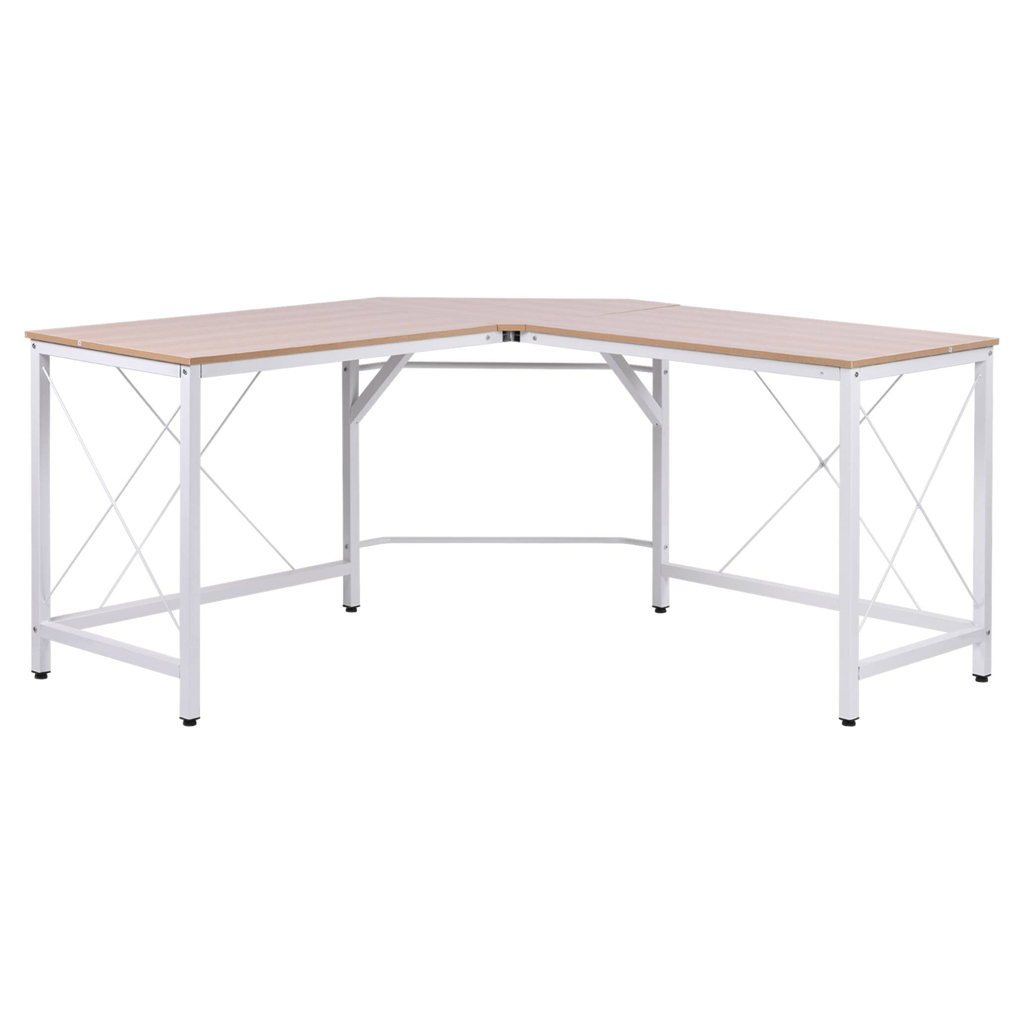 HOMCOM Computertisch 836-122AK natur weiß B/H/L: ca. 150x76x150 cm
