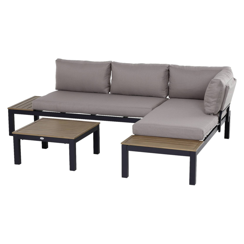 Outsunny Gartengarnitur grau Aluminium B/H/L: ca. 164x69x74 cm