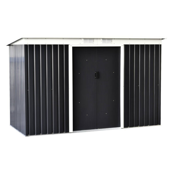 Outsunny Gartenschrank dunkelgrau Stahl B/H/L: ca. 130x173x277 cm