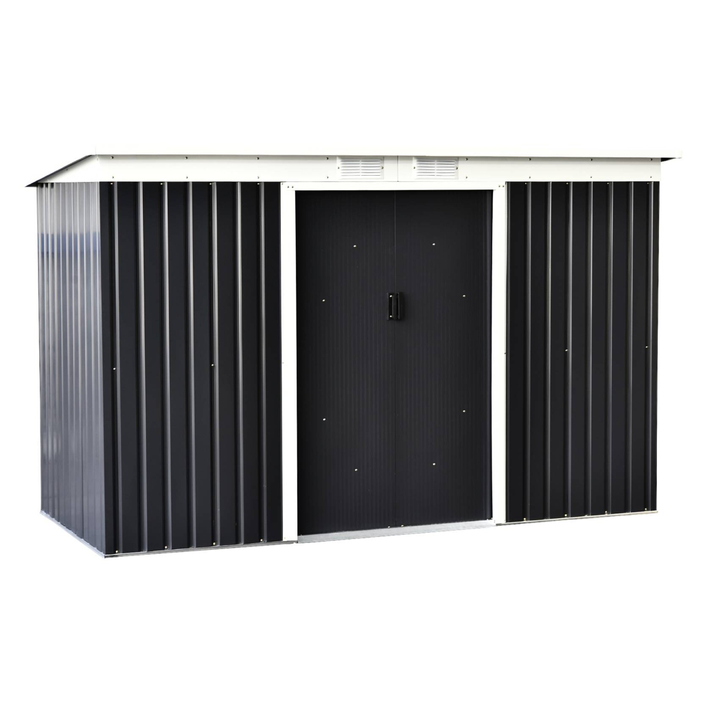 Outsunny Gartenschrank dunkelgrau Stahl B/H/L: ca. 130x173x277 cm