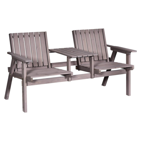 Outsunny Gartenbank grau Holz B/H/T/L: ca. 70x83x70x152 cm