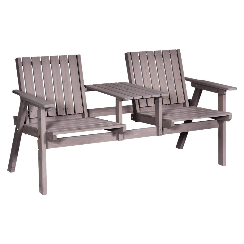 Outsunny Gartenbank grau Holz B/H/T/L: ca. 70x83x70x152 cm