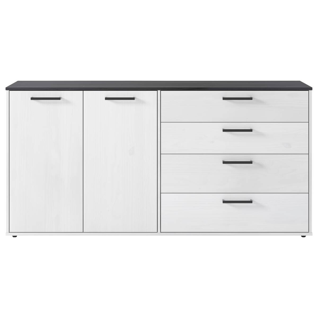 POCO Sideboard Smart 1 Massivholz kiefer weiß schwarz B/H/T: ca. 180x89x40 cm
