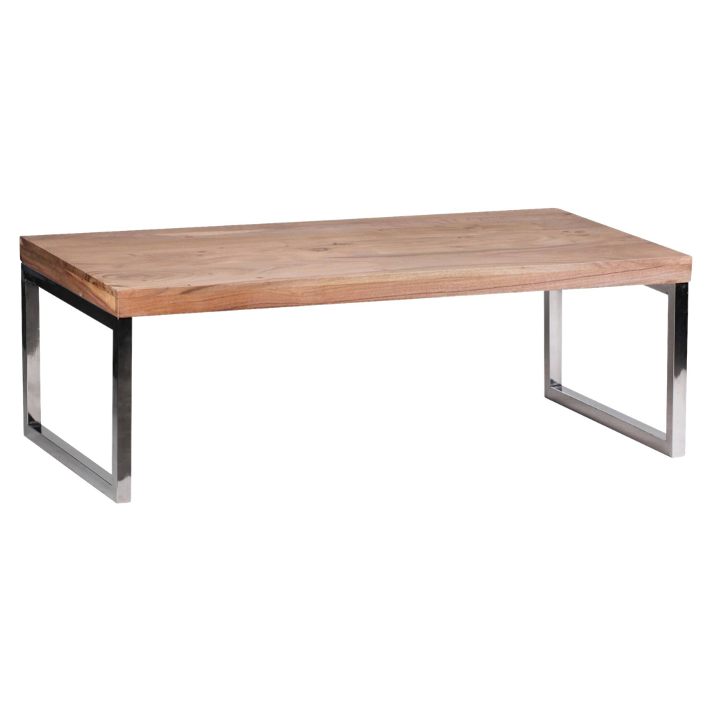 Wohnling Couchtisch natur Chrom Akazie Metall B/H/T: ca. 120x40x60 cm