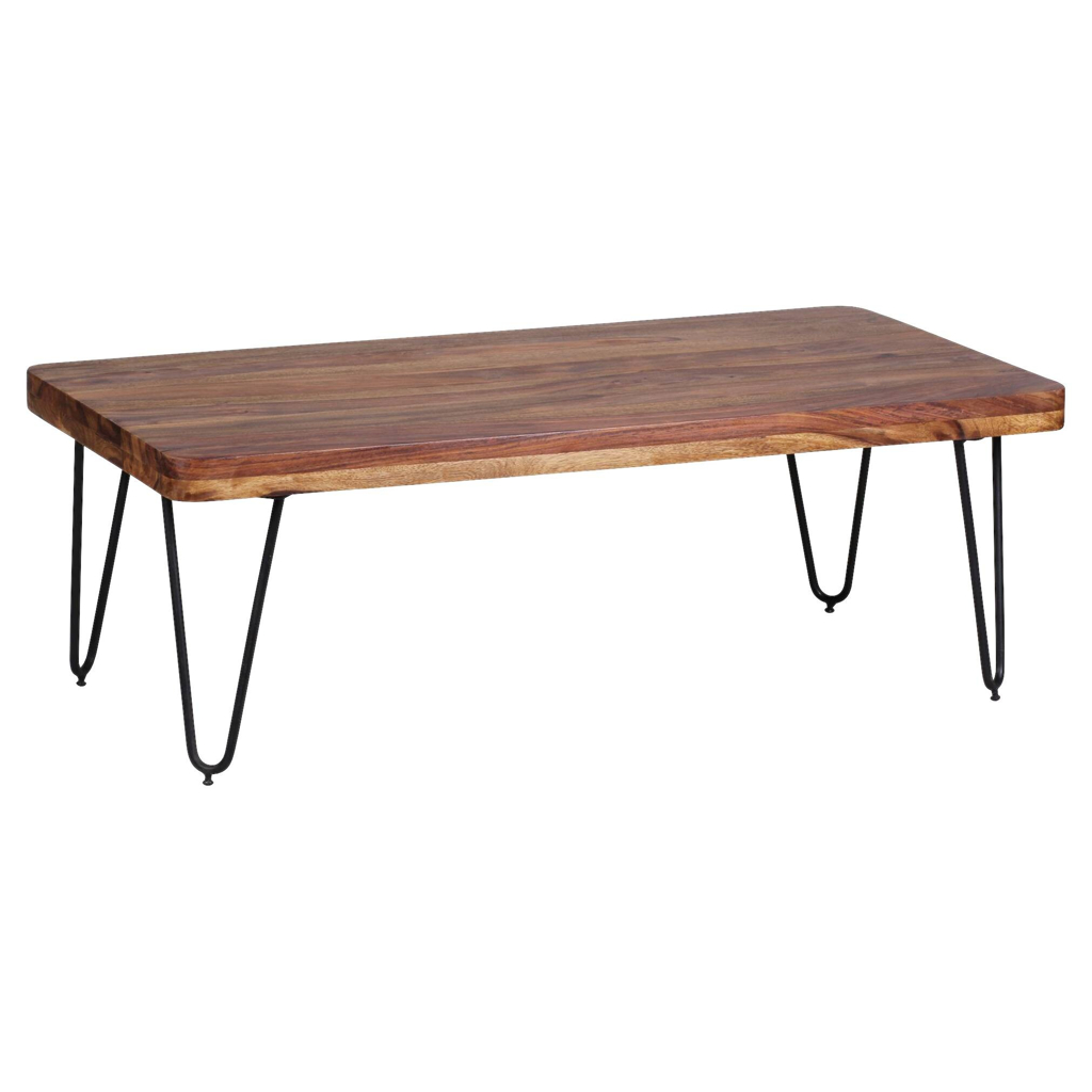 Wohnling Couchtisch natur schwarz Echtholz Metall B/H/T: ca. 115x40x60 cm