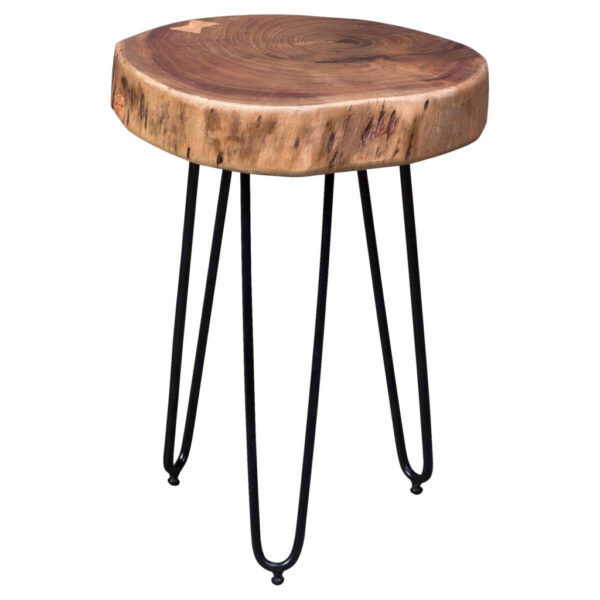 Wohnling Beistelltisch natur schwarz Akazie Metall B/H/T: ca. 35x45x35 cm