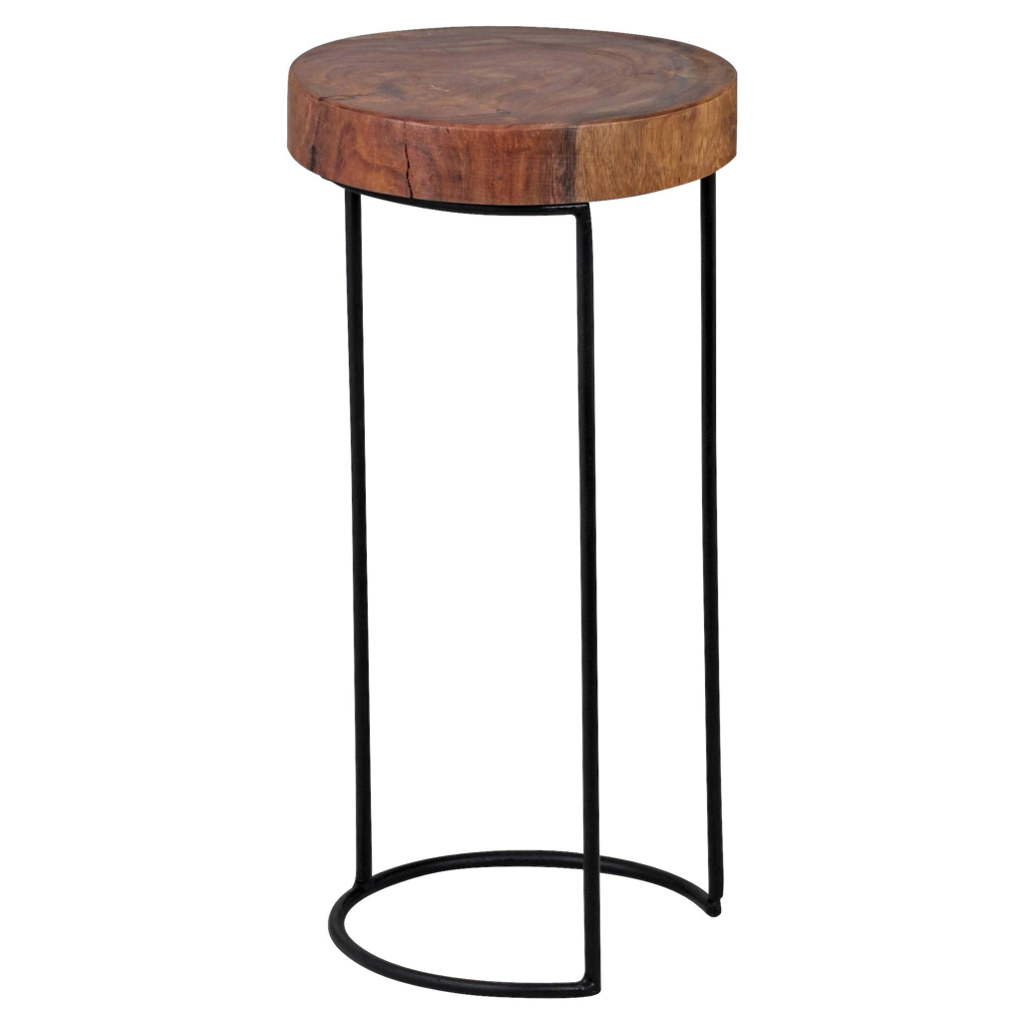 Wohnling Beistelltisch natur schwarz Echtholz Metall B/H/T: ca. 28x55x28 cm