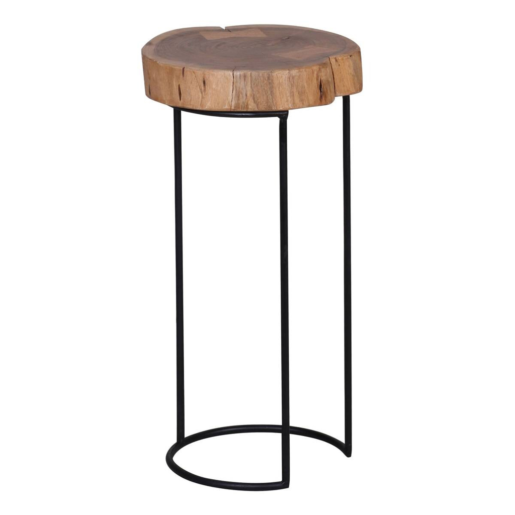 Wohnling Beistelltisch natur schwarz Akazie Metall B/H/T: ca. 28x55x28 cm