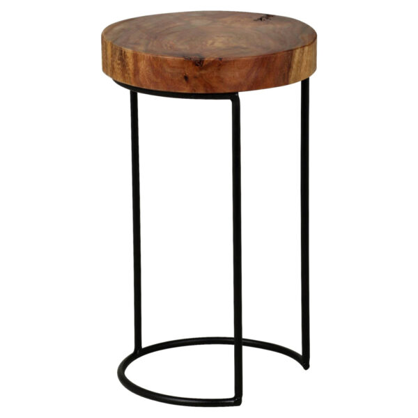 Wohnling Beistelltisch natur schwarz Echtholz Metall B/H/T: ca. 28x45x28 cm