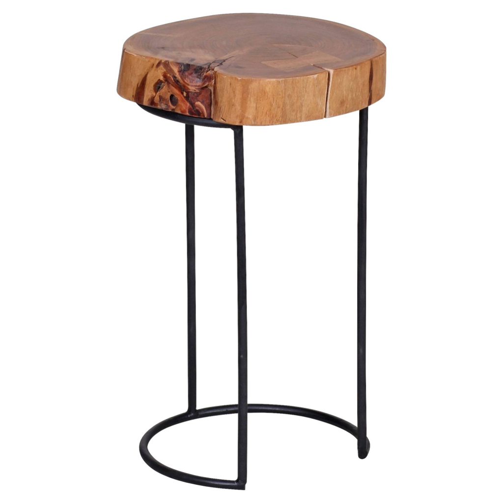 Wohnling Beistelltisch natur schwarz Akazie Metall B/H/T: ca. 28x45x28 cm