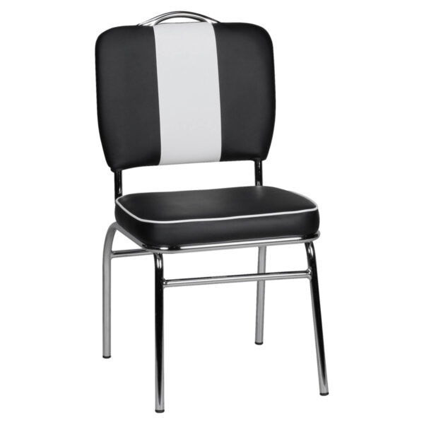 Wohnling Stuhl schwarz weiß Chrom Kunstleder Metall Kunstleder B/H/T: ca. 45x90x47 cm