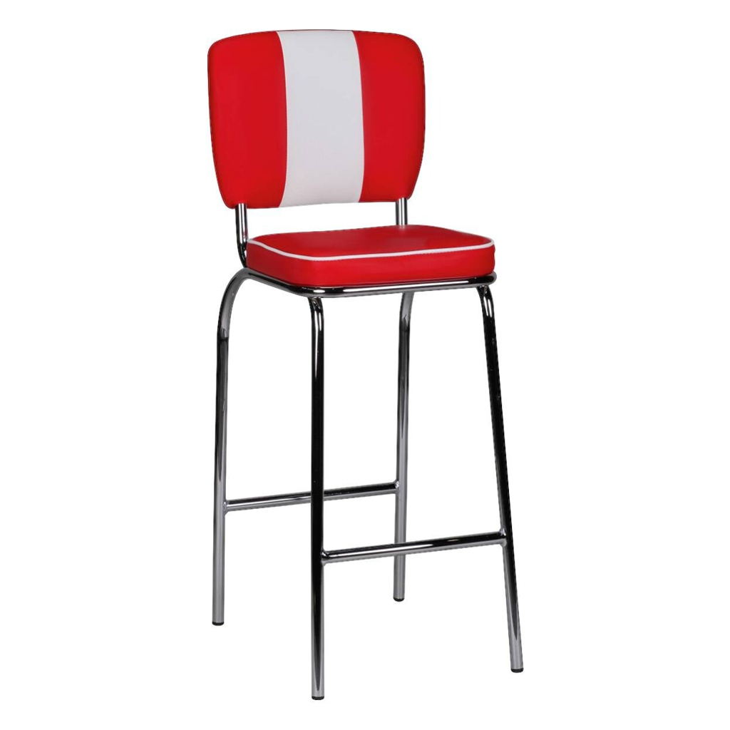 Wohnling Barhocker rot weiß Kunstleder Stoff B/H/T: ca. 40x110x38 cm
