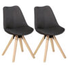 Wohnling Stuhl 2er-Set grau natur Stoff Echtholz B/H/T: ca. 49x87x52 cm