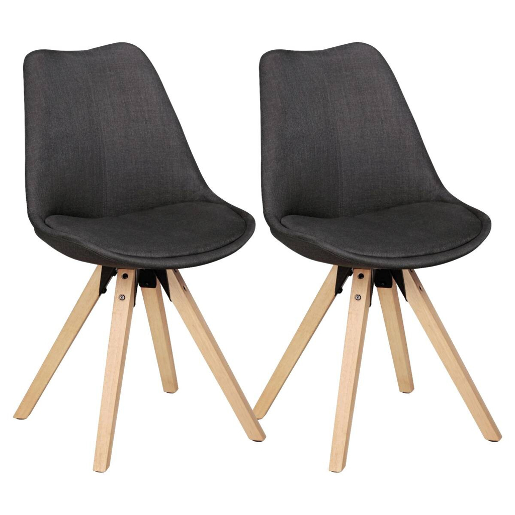 Wohnling Stuhl 2er-Set grau natur Stoff Echtholz B/H/T: ca. 49x87x52 cm