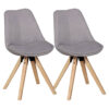 Wohnling Stuhl 2er-Set hellgrau natur Stoff Echtholz B/H/T: ca. 49x87x52 cm