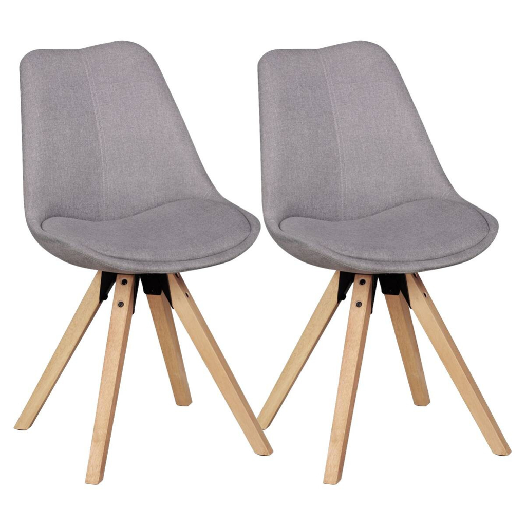 Wohnling Stuhl 2er-Set hellgrau natur Stoff Echtholz B/H/T: ca. 49x87x52 cm