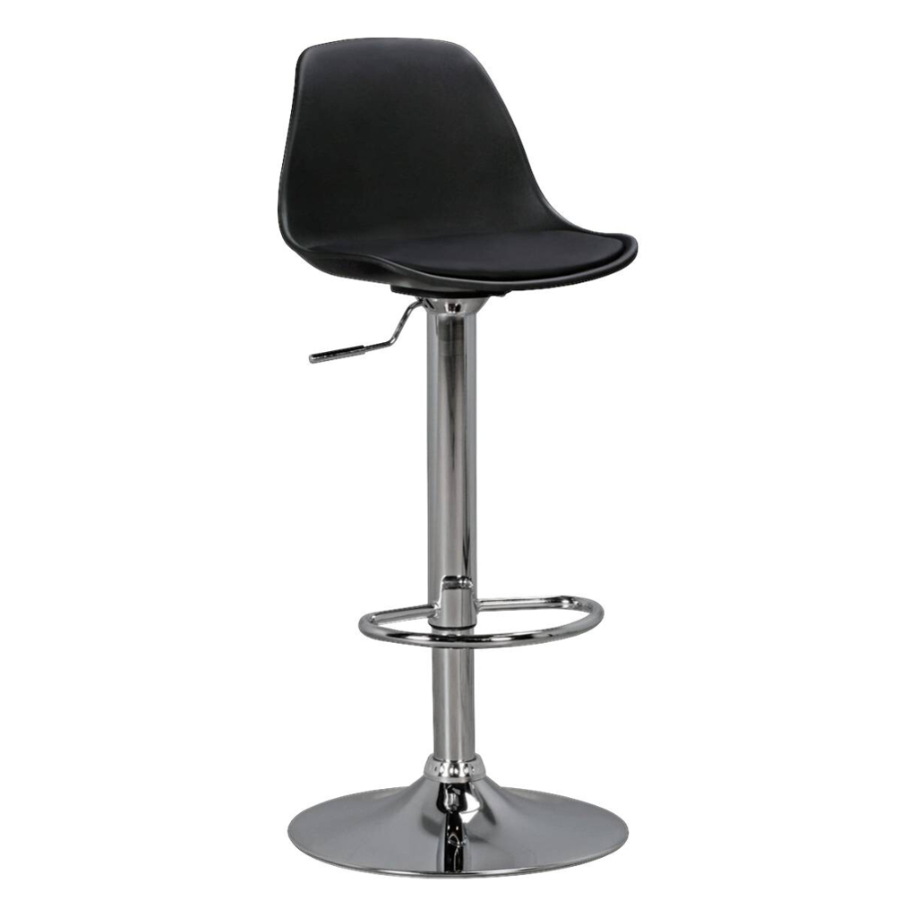 Amstyle Barhocker schwarz Chrom Kunstleder Metall B/H/T: ca. 40x104x40 cm