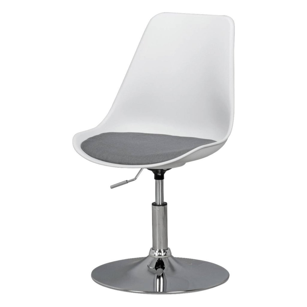 Amstyle Drehstuhl weiß grau Chrom Kunststoff Stoff Metall