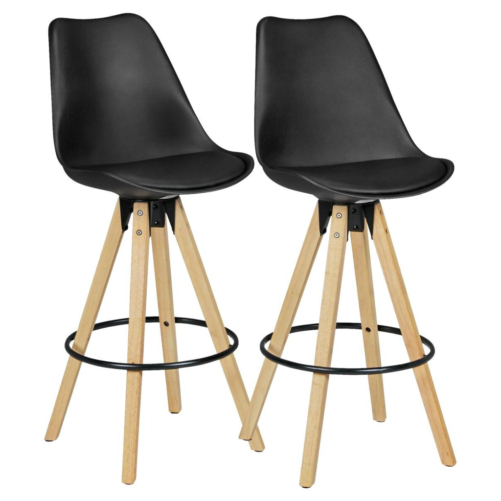 Wohnling Barhocker 2er-Set schwarz Kunstleder B/H/T: ca. 44x113x39 cm