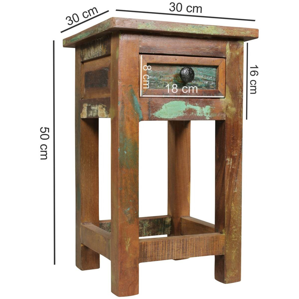 Wohnling Beistelltisch braun Holz B/H/T: ca. 30x50x30 cm