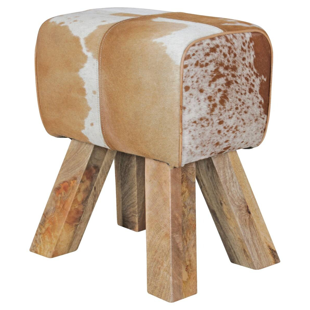 Wohnling Sitzhocker natur natur Leder Echtholz B/H/T: ca. 40x47x25 cm