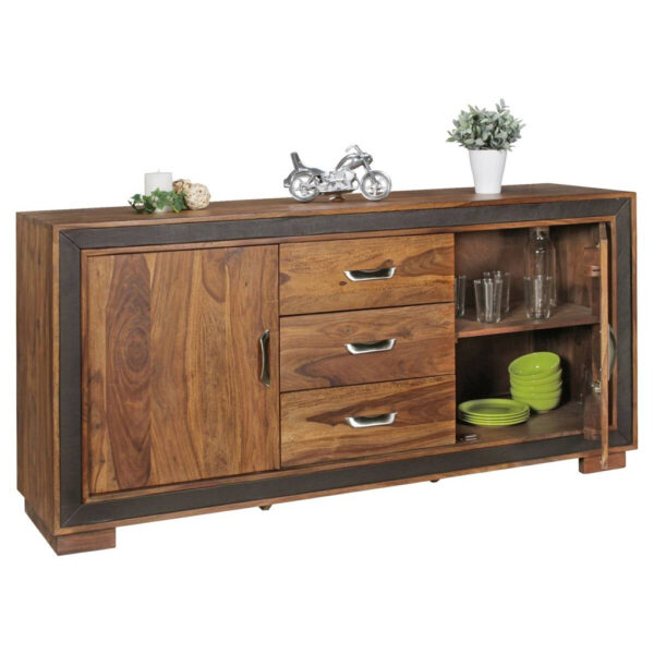 Wohnling Sideboard natur schwarz B/H/T: ca. 160x80x44 cm
