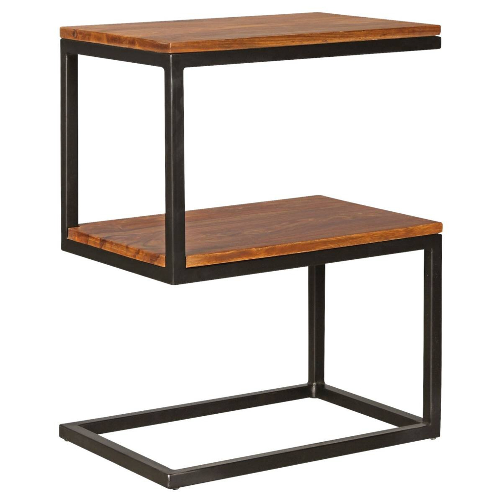 Wohnling Beistelltisch natur schwarz pulverbeschichtet Echtholz Metall B/H/T: ca. 45x60x30 cm