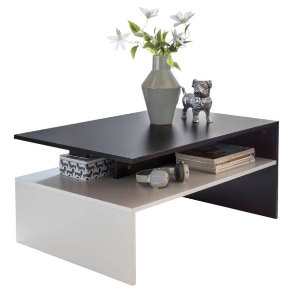 Wohnling Couchtisch weiß schwarz B/H/T: ca. 90x43x60 cm