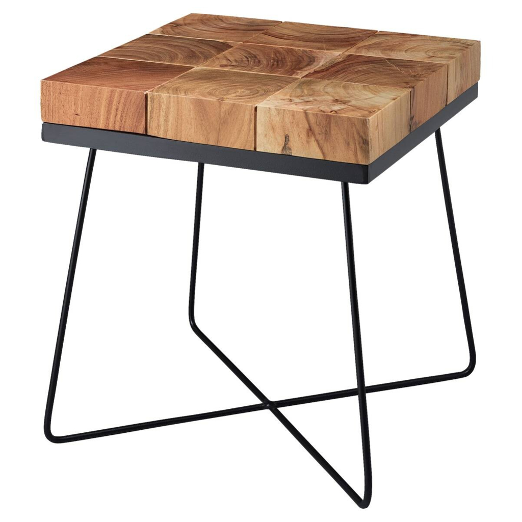 Wohnling Beistelltisch natur schwarz Akazie Metall B/H/T: ca. 45x51x45 cm