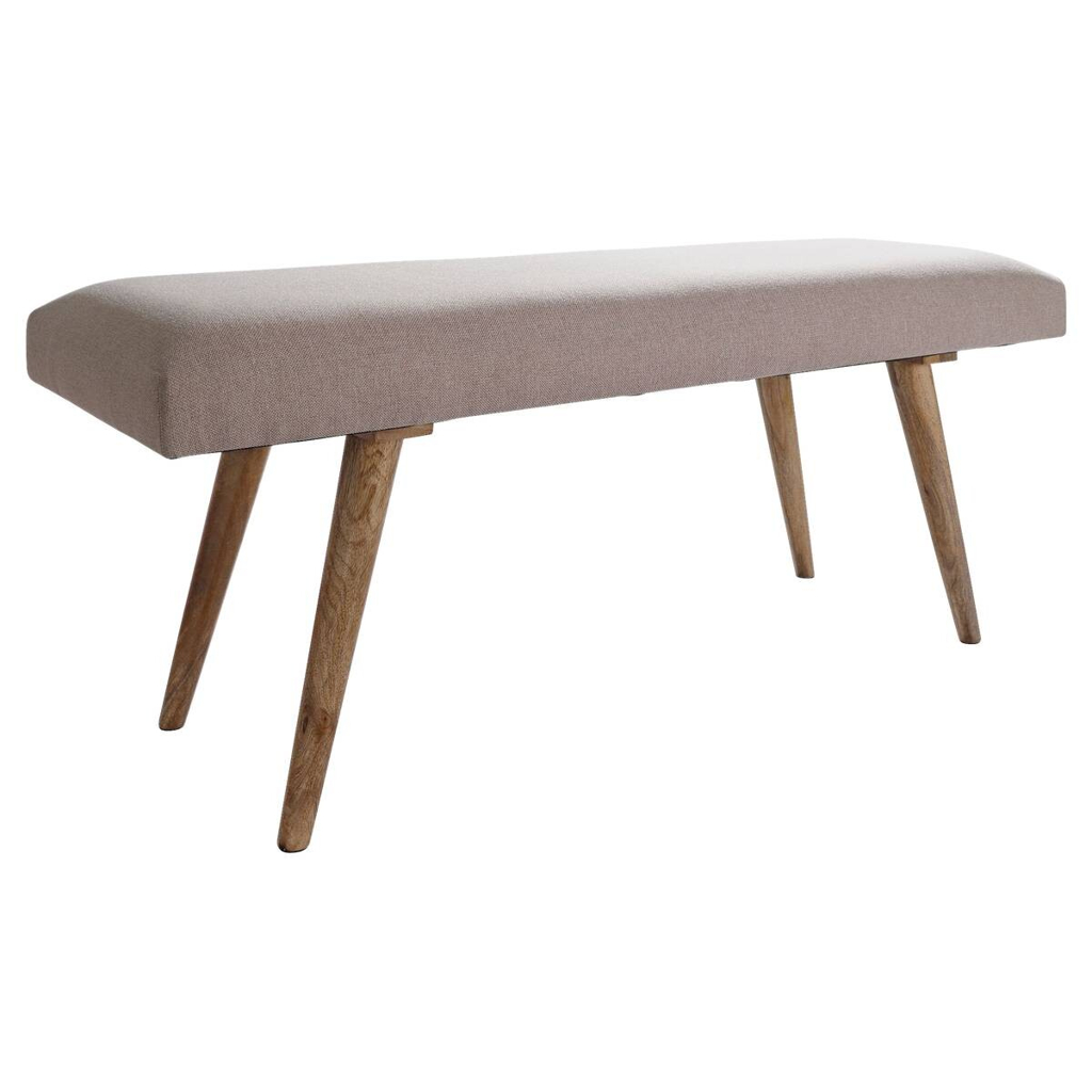 Wohnling Sitzbank beige natur Stoff Echtholz B/H/T: ca. 117x51x38 cm