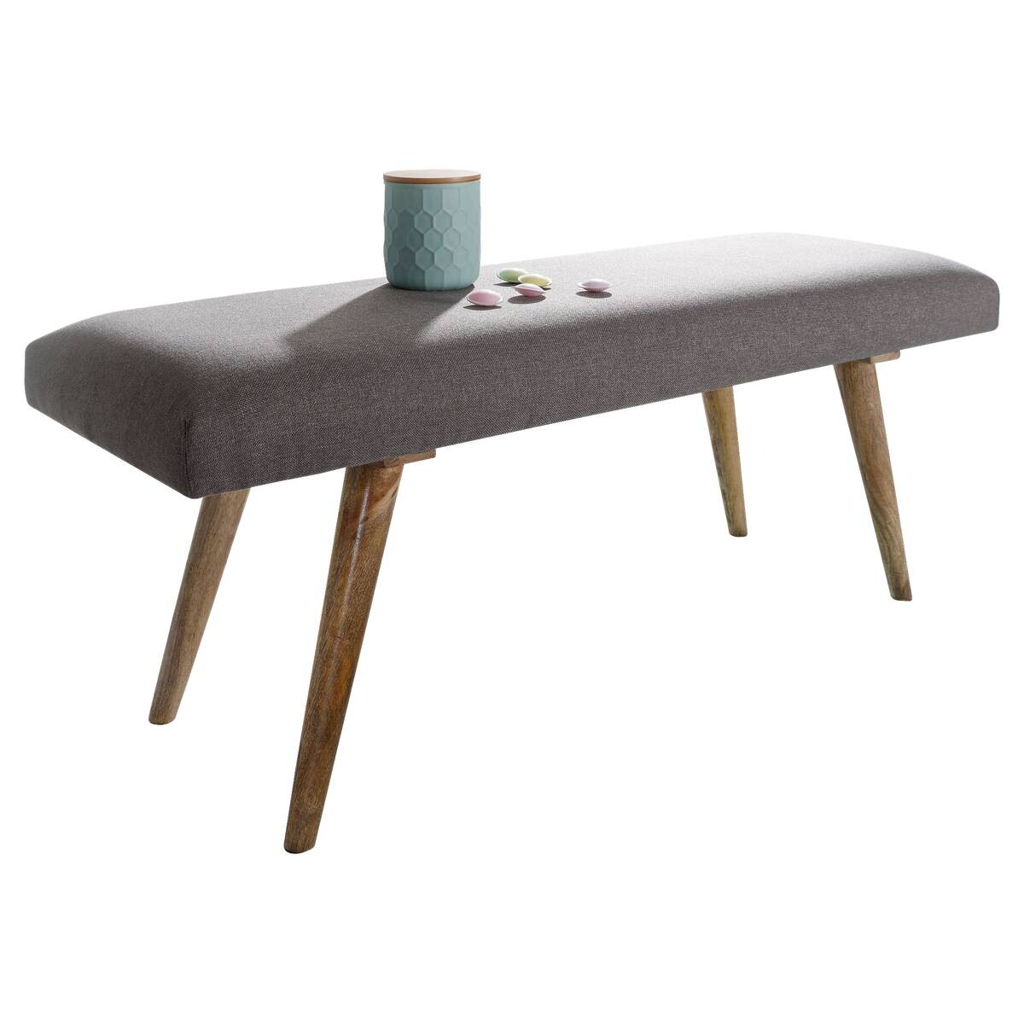 Wohnling Sitzbank grau natur Stoff Echtholz B/H/T: ca. 117x51x38 cm