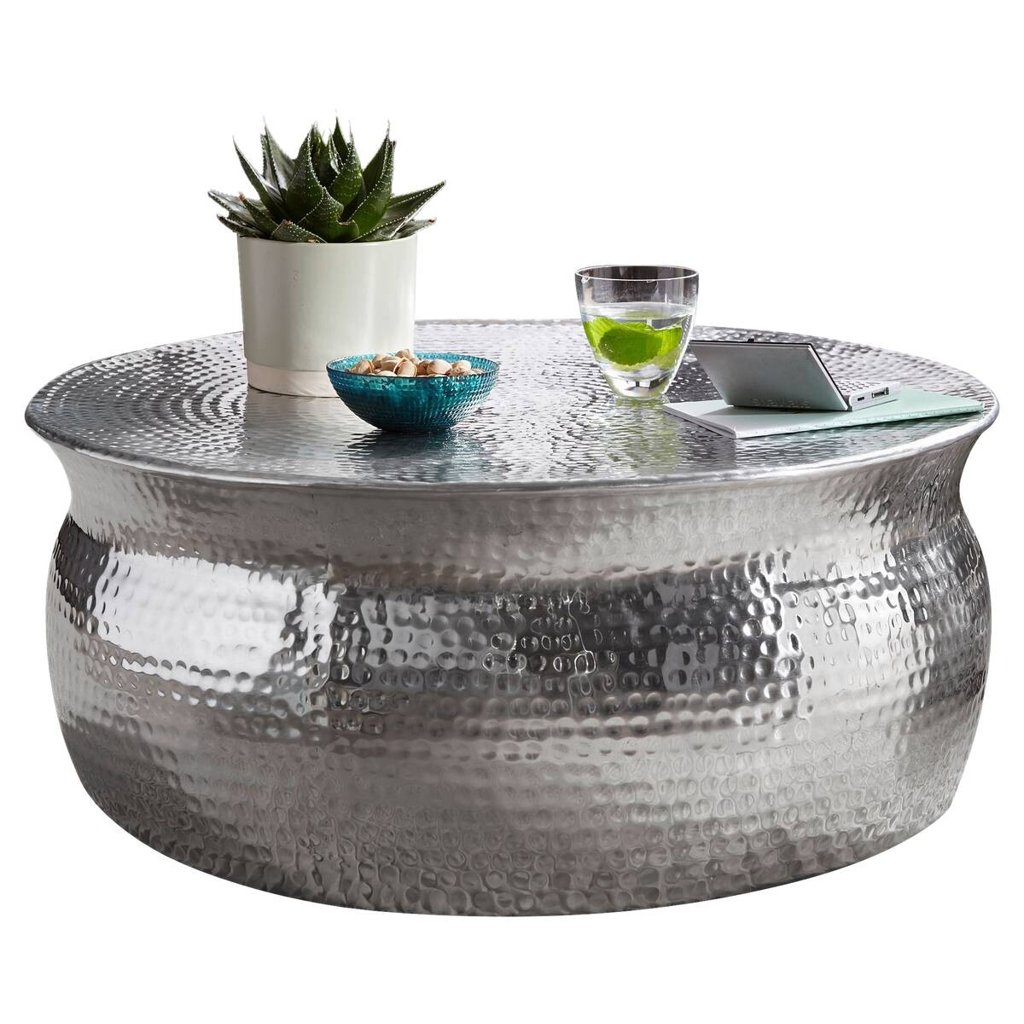 Wohnling Couchtisch silber B/H/T: ca. 75x31x75 cm
