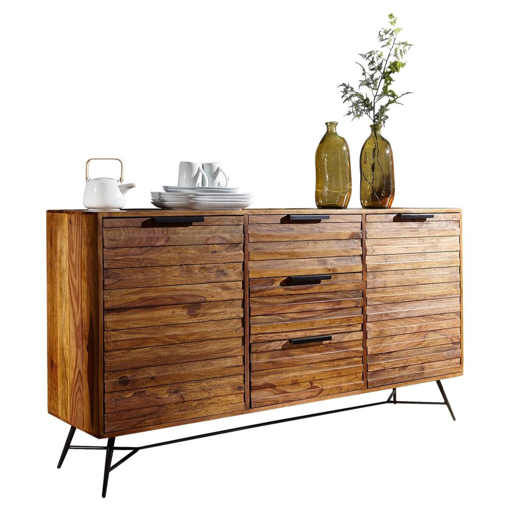 Wohnling Sideboard natur schwarz B/H/T: ca. 160x88x40 cm