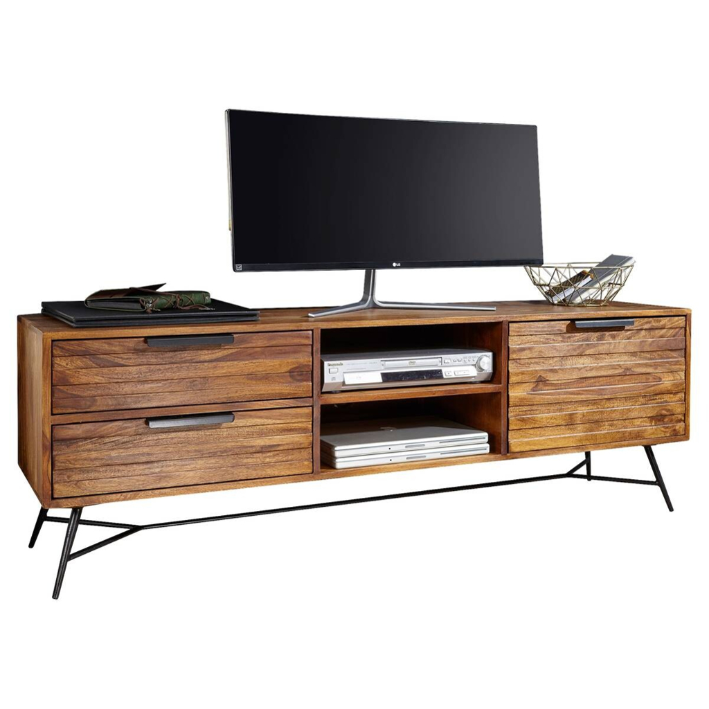 Wohnling Lowboard natur schwarz lackiert B/H/T: ca. 160x54x40 cm