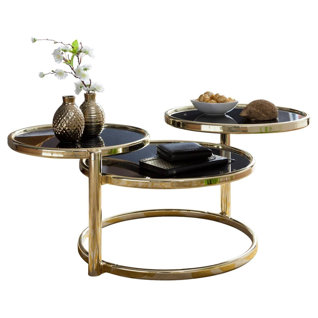 Wohnling Couchtisch schwarz gold lackiert B/H/T: ca. 58x43x58 cm