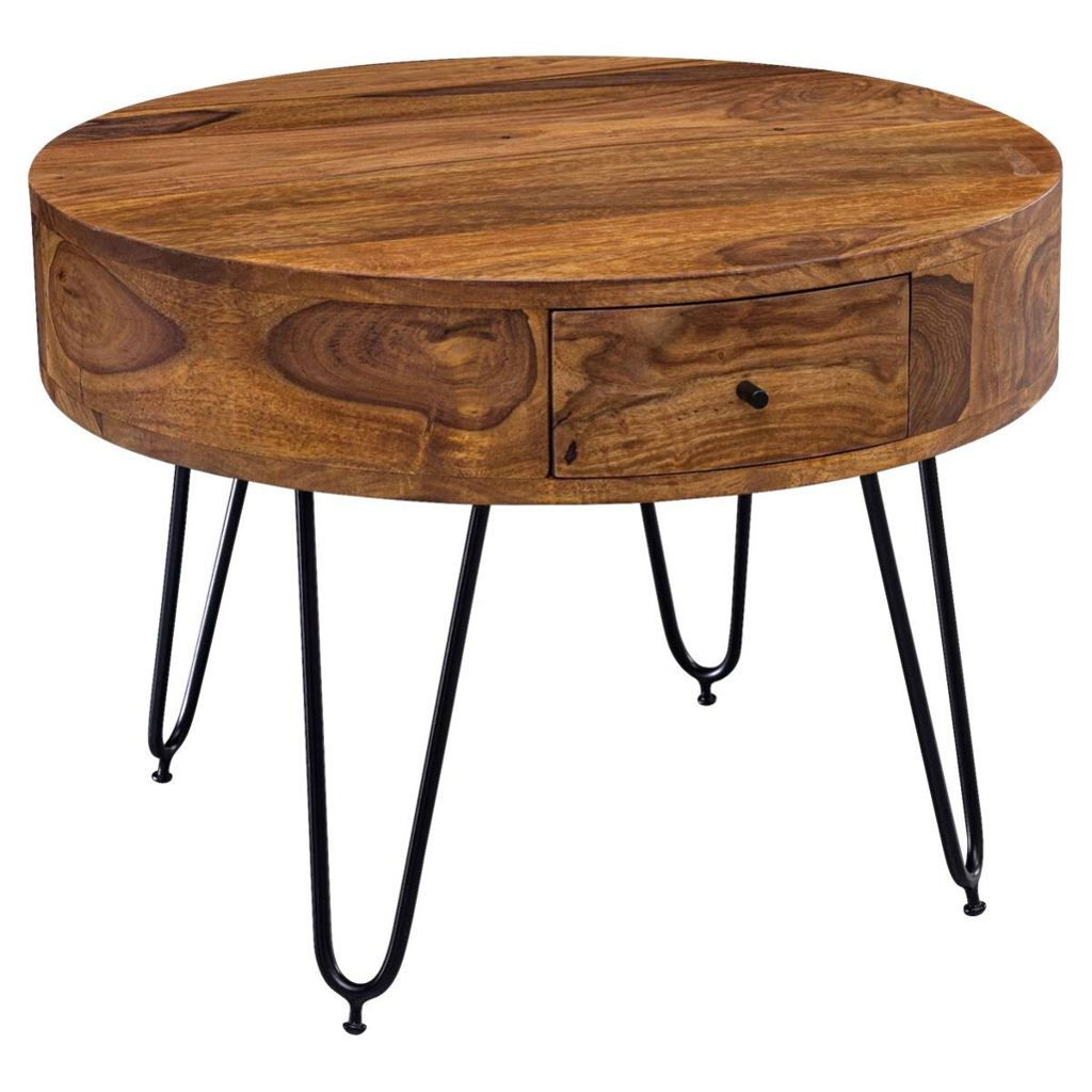 Wohnling Couchtisch natur schwarz pulverbeschichtet B/H/T: ca. 60x44,5x60 cm