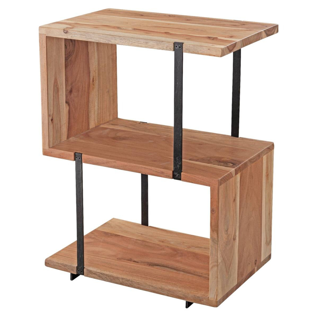 Wohnling Beistelltisch natur schwarz pulverbeschichtet Akazie Edelstahl B/H/T: ca. 45x60x30 cm