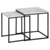 Wohnling Beistelltisch 2er-Set. weiß Marmor Optik schwarz pulverbeschichtet MDF Stahl