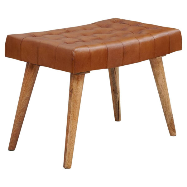 Wohnling Sitzhocker braun natur Leder Echtholz B/H/T: ca. 67x47x39 cm Wohnling Sitzhocker braun natur Leder Echtholz B/H/T: ca. 67x47x39 cm