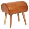 Wohnling Sitzhocker braun natur Leder Echtholz B/H/T: ca. 45x53x40 cm