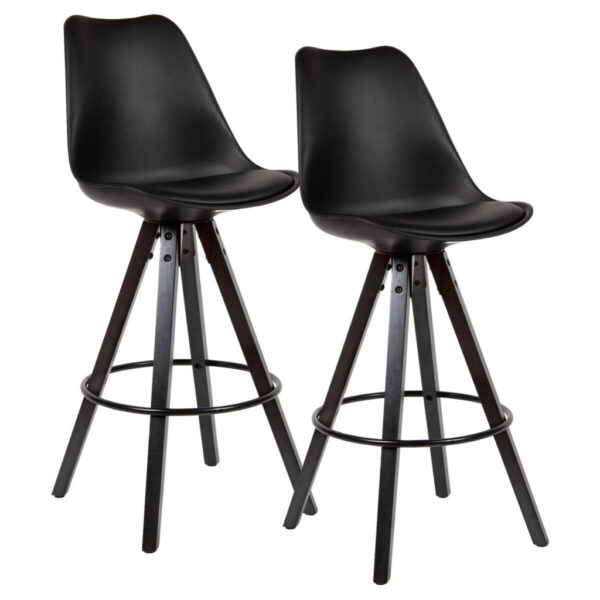 Wohnling Barhocker 2er-Set schwarz Kunstleder B/H/T: ca. 44x113x39 cm