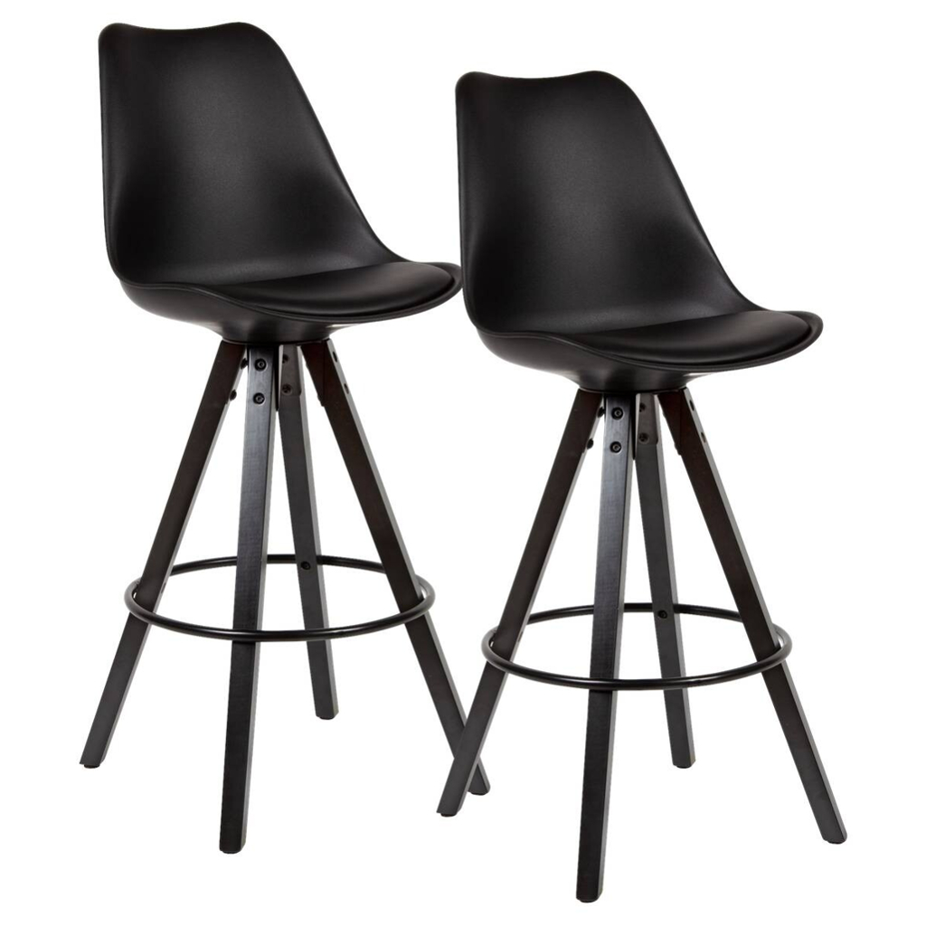 Wohnling Barhocker 2er-Set schwarz Kunstleder B/H/T: ca. 44x113x39 cm